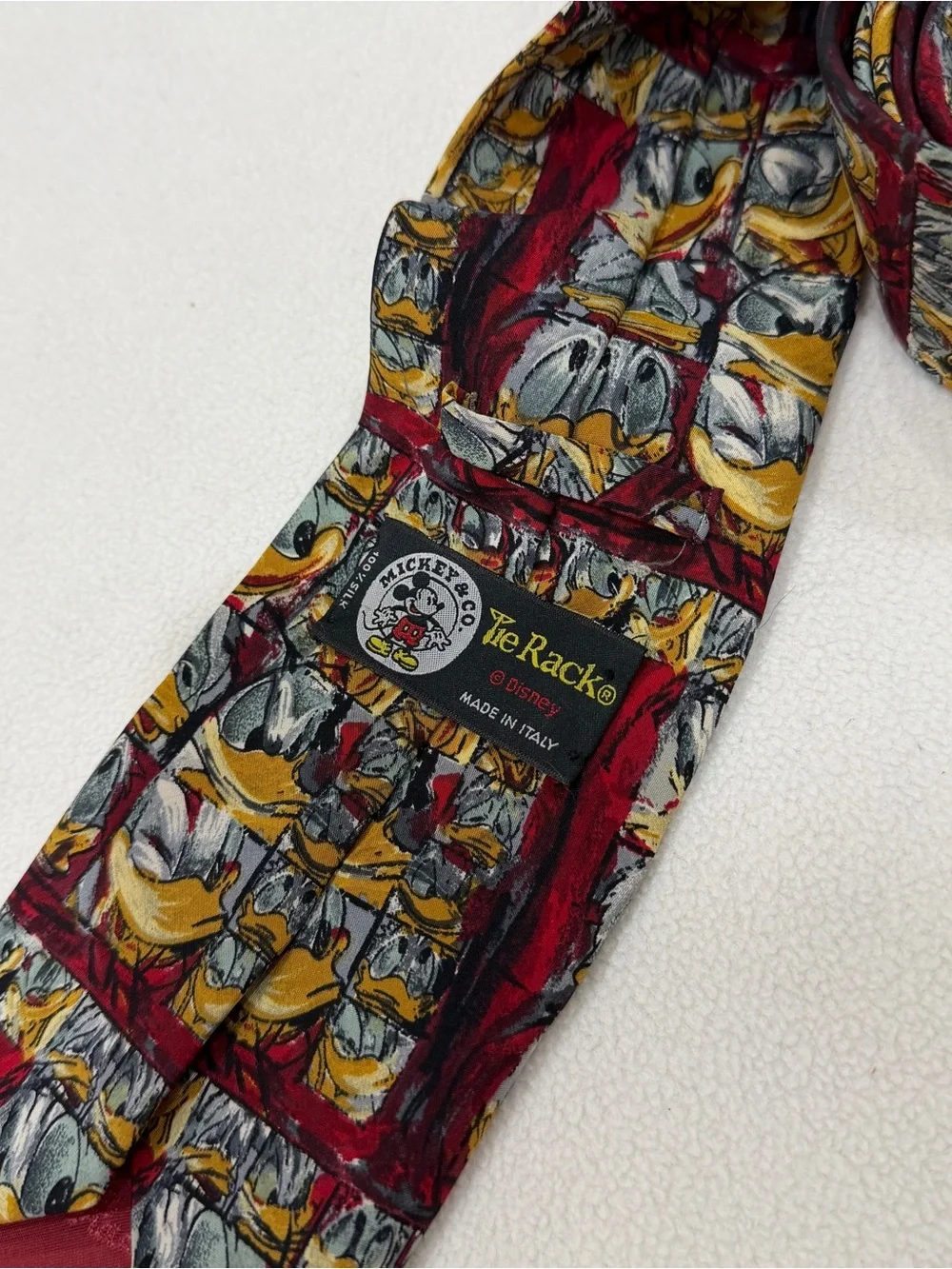 Donald Duck The Rack Mickey & Co. 100% Silk Tie Necktie Vintage Made In Italy